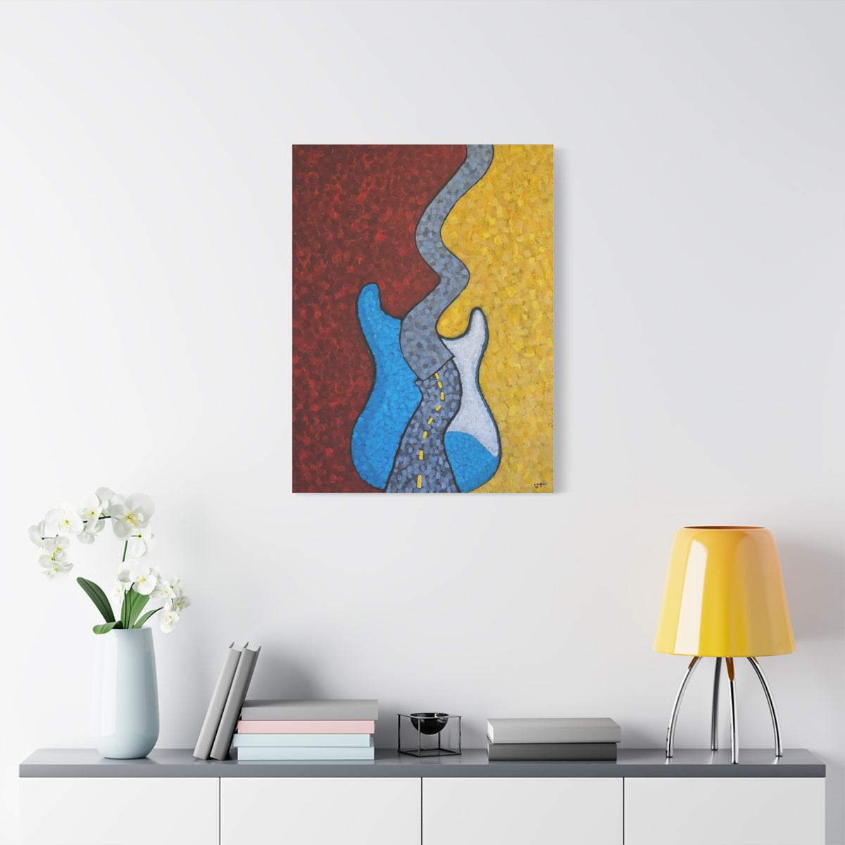 Abstract Road Trip Canvas Art — Colorful Modern Stretch Wall Decor