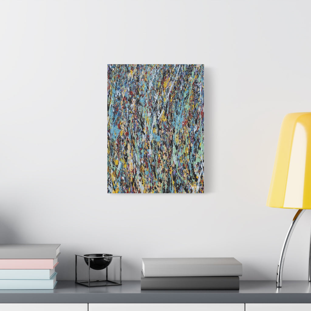 Abstract Drip Painting Canvas Print — Colorful Modern Wall Art, Matte Stretched 1.25"