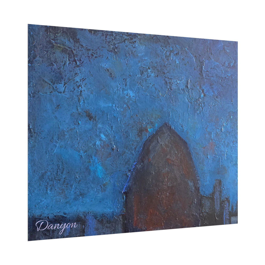 Abstract Blue Night Poster — Textured Skyline Wall Art (Rolled Poster)