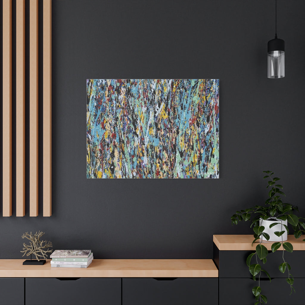 Abstract Drip Painting Canvas Print — Colorful Modern Wall Art, Matte Stretched 1.25"