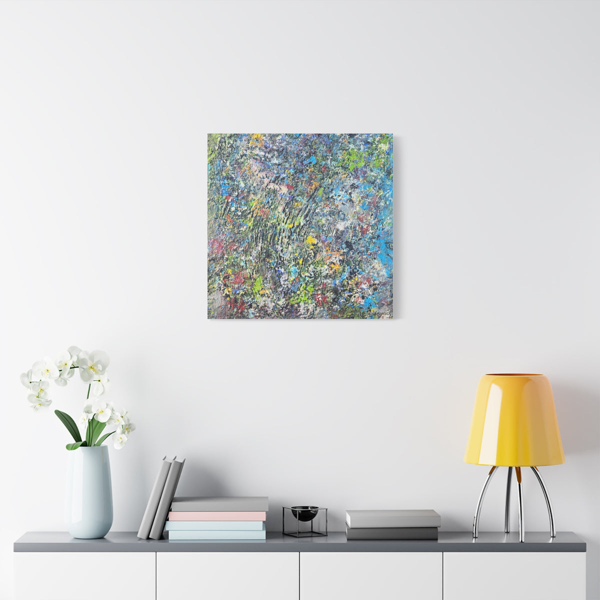 Abstract Textured Canvas Art – Colorful Impasto Square Wall Decor