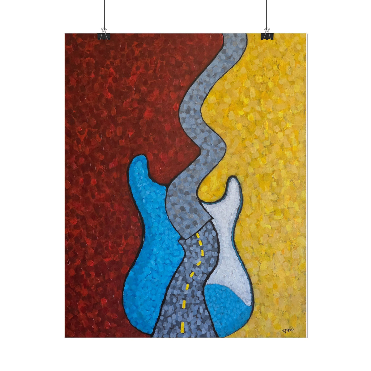 Abstract Guitar Road Poster — Colorful Music Art Print