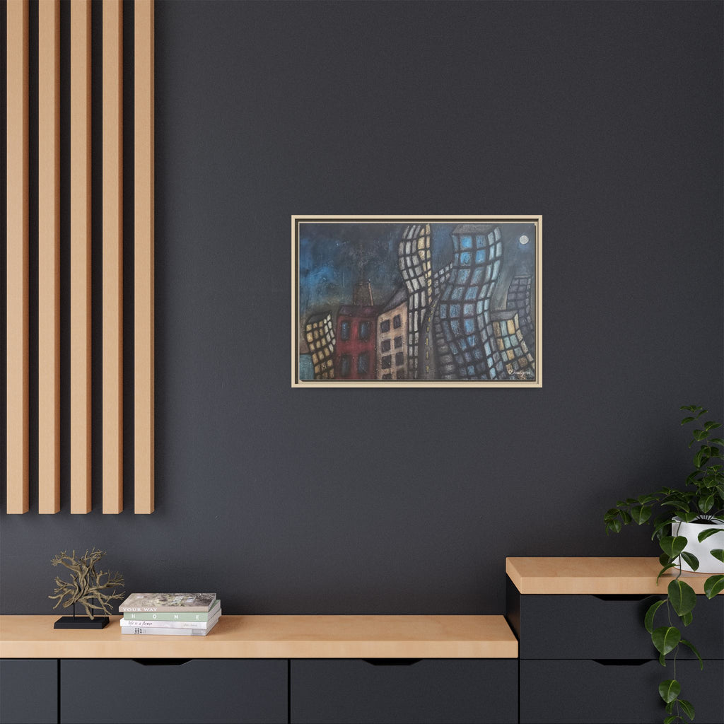 Abstract Cityscape Matte Canvas Framed Wall Art