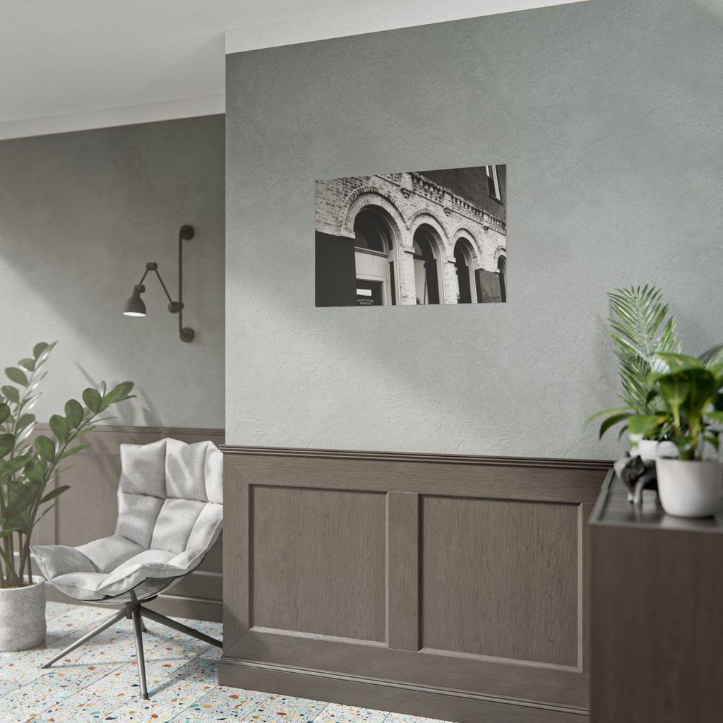 Rolled Poster — Vintage Black & White Arched Brick Architecture Print
