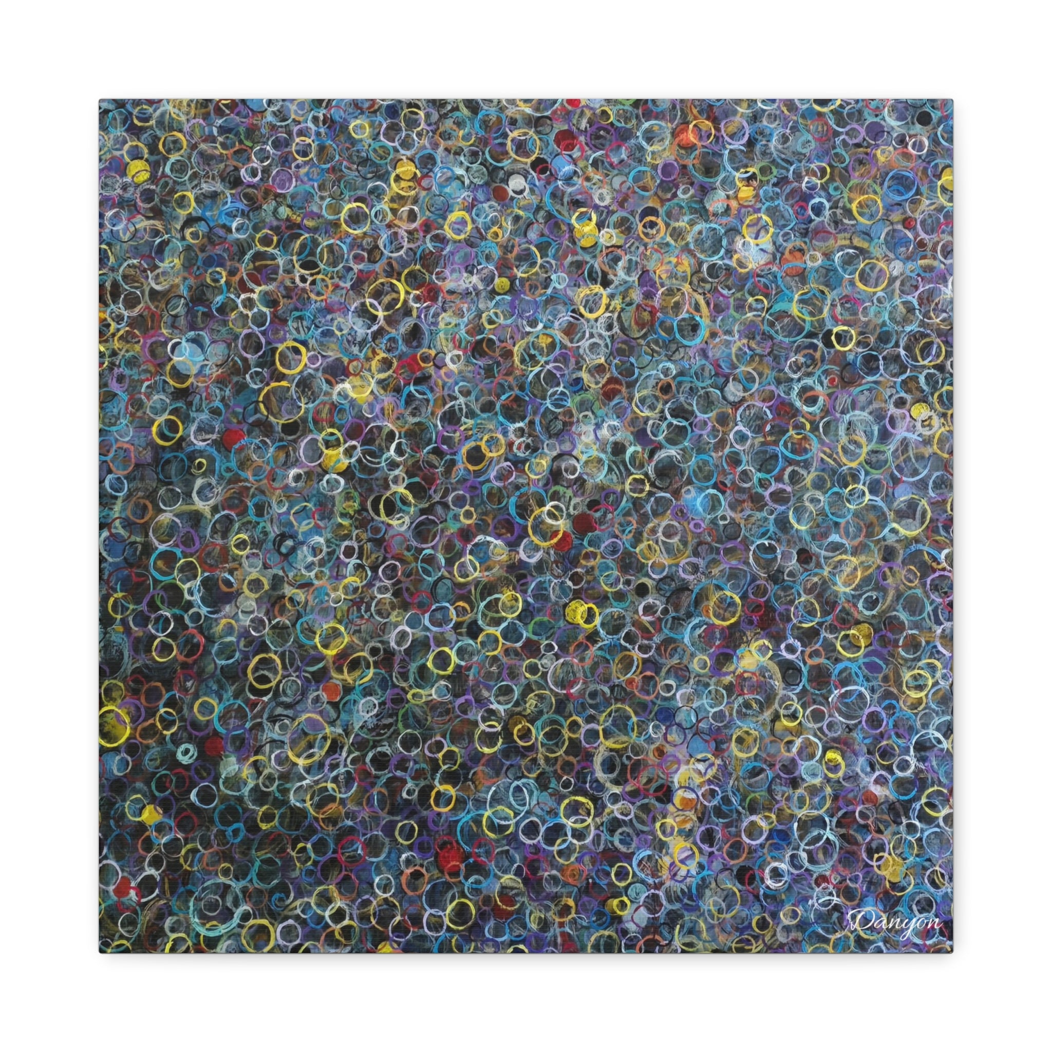 Abstract Bubble Pattern Matte Canvas Print — Colorful Ringed Texture Wall Art