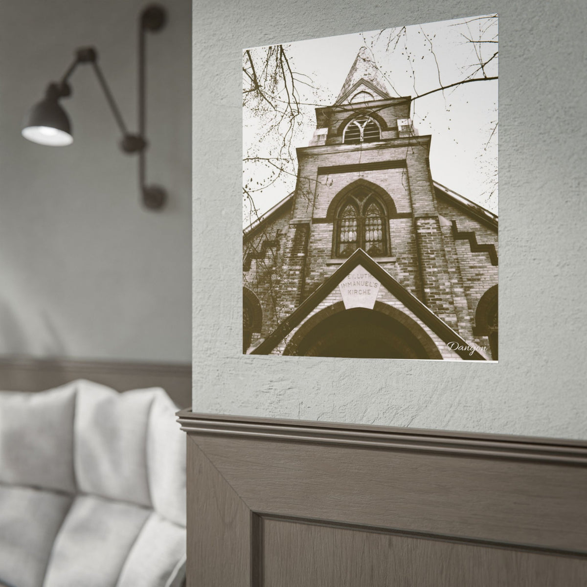 Vintage Gothic Church Rolled Poster – Sepia Architectural Wall Art