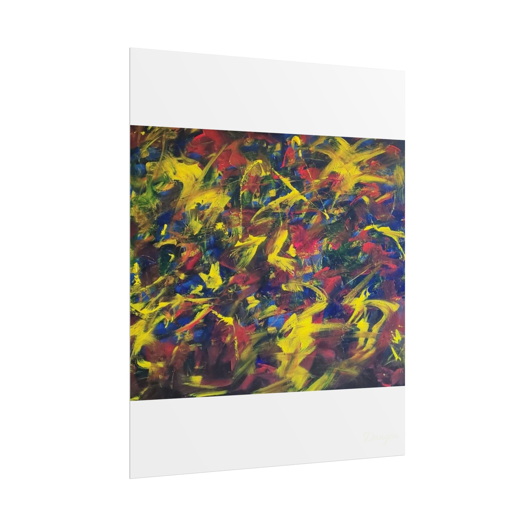 Abstract Expressionist Rolled Poster — Colorful Paint Splash Wall Art
