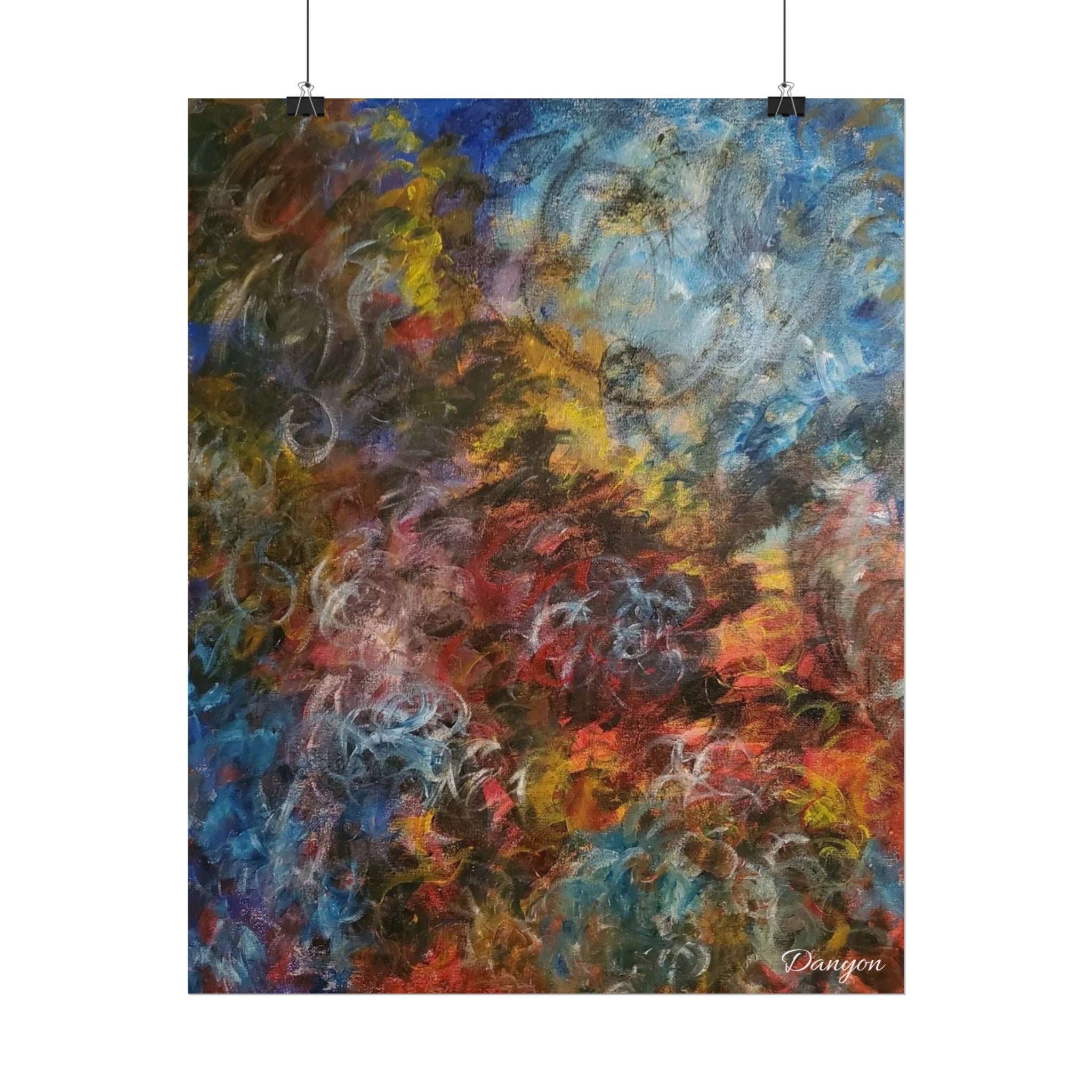 Abstract Color Storm Rolled Poster — Vibrant Swirl Art Print for Modern Home Decor