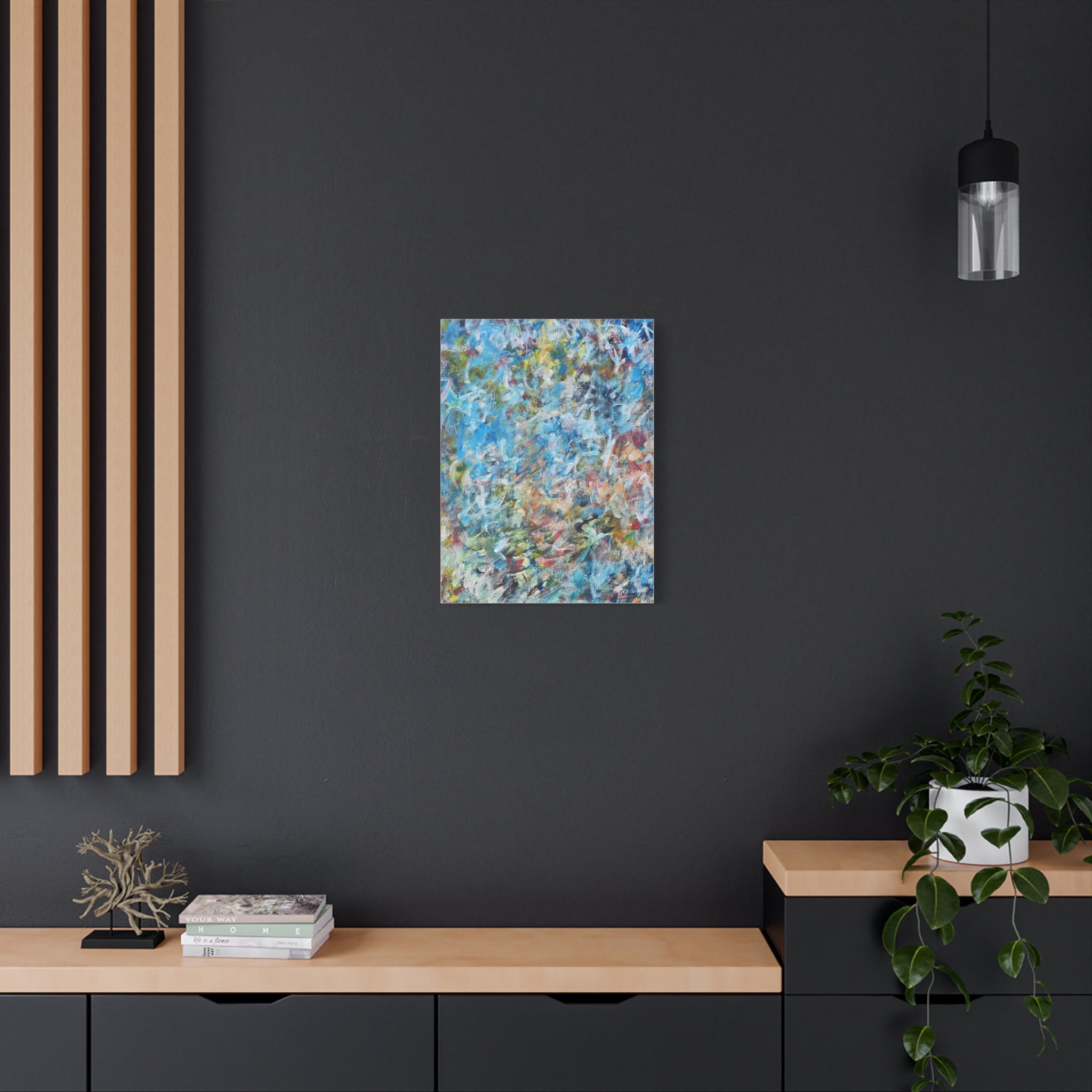 Abstract Blue Chaos Matte Stretched Canvas (1.25")