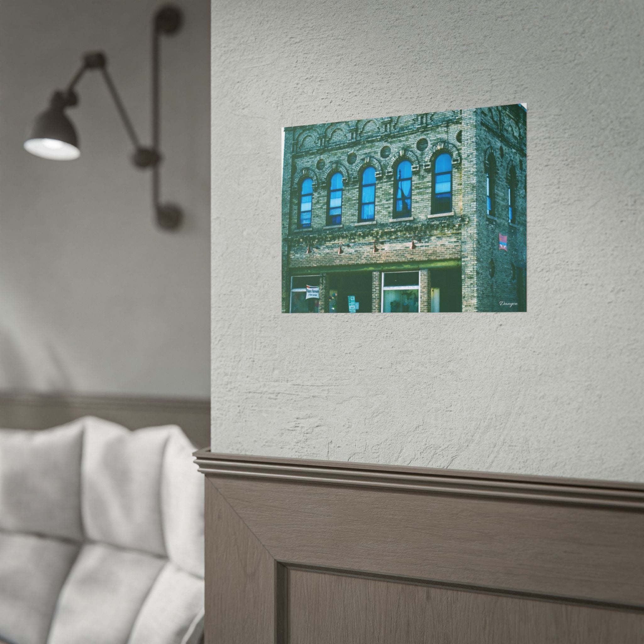 Vintage Brick Building Photo Poster — Architectural Wall Art