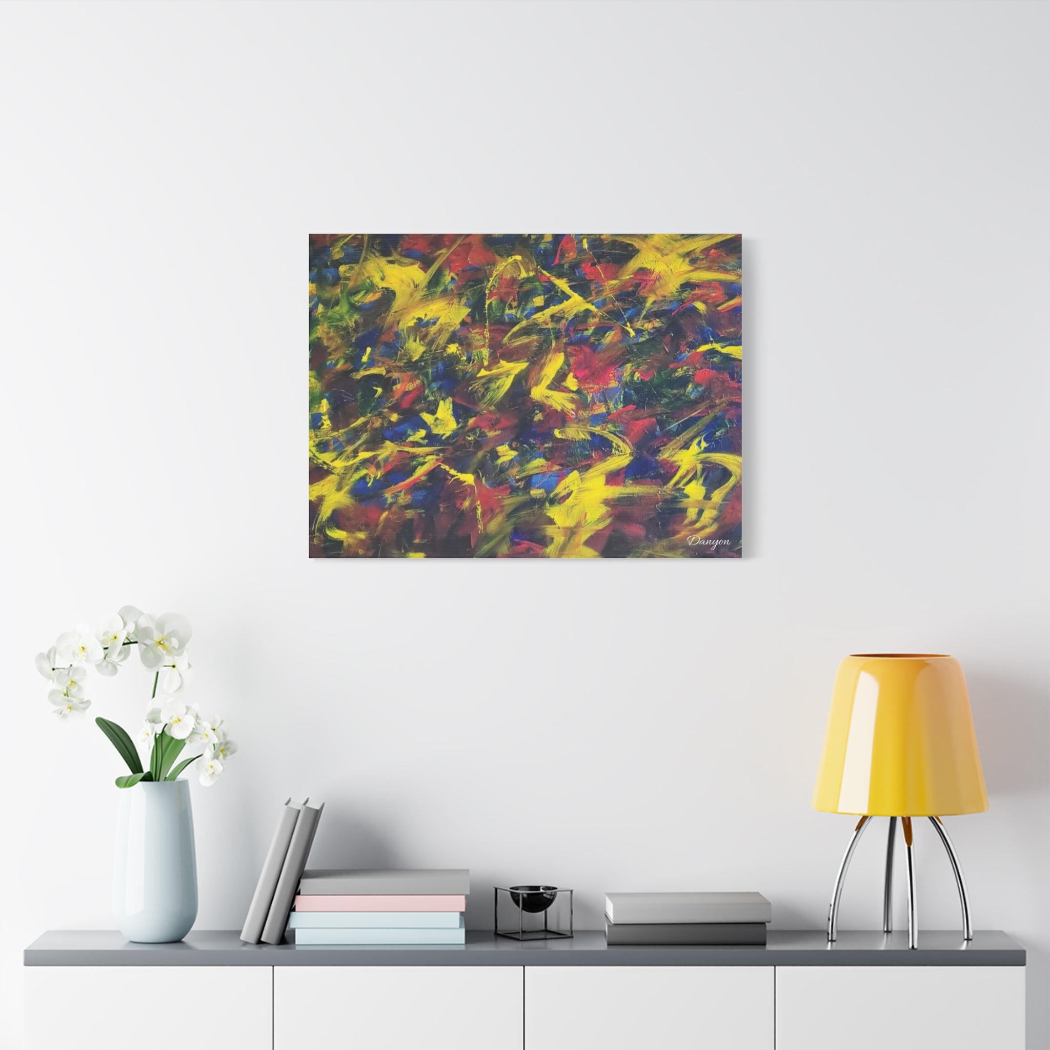 Abstract Color Burst Matte Canvas Print — Vibrant Stretched Wall Art