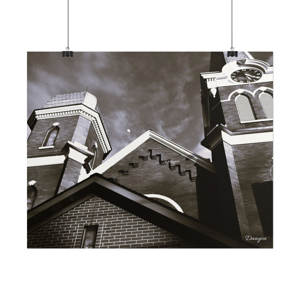 Rolled Poster — Vintage Church Architecture Black & White Print