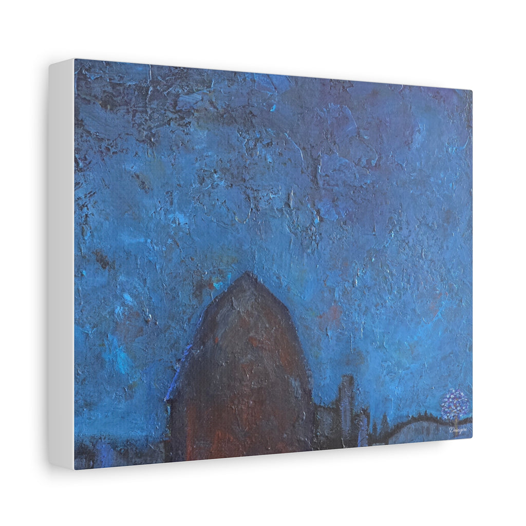 Blue Night Abstract Matte Canvas Wall Art — Stretched 1.25"