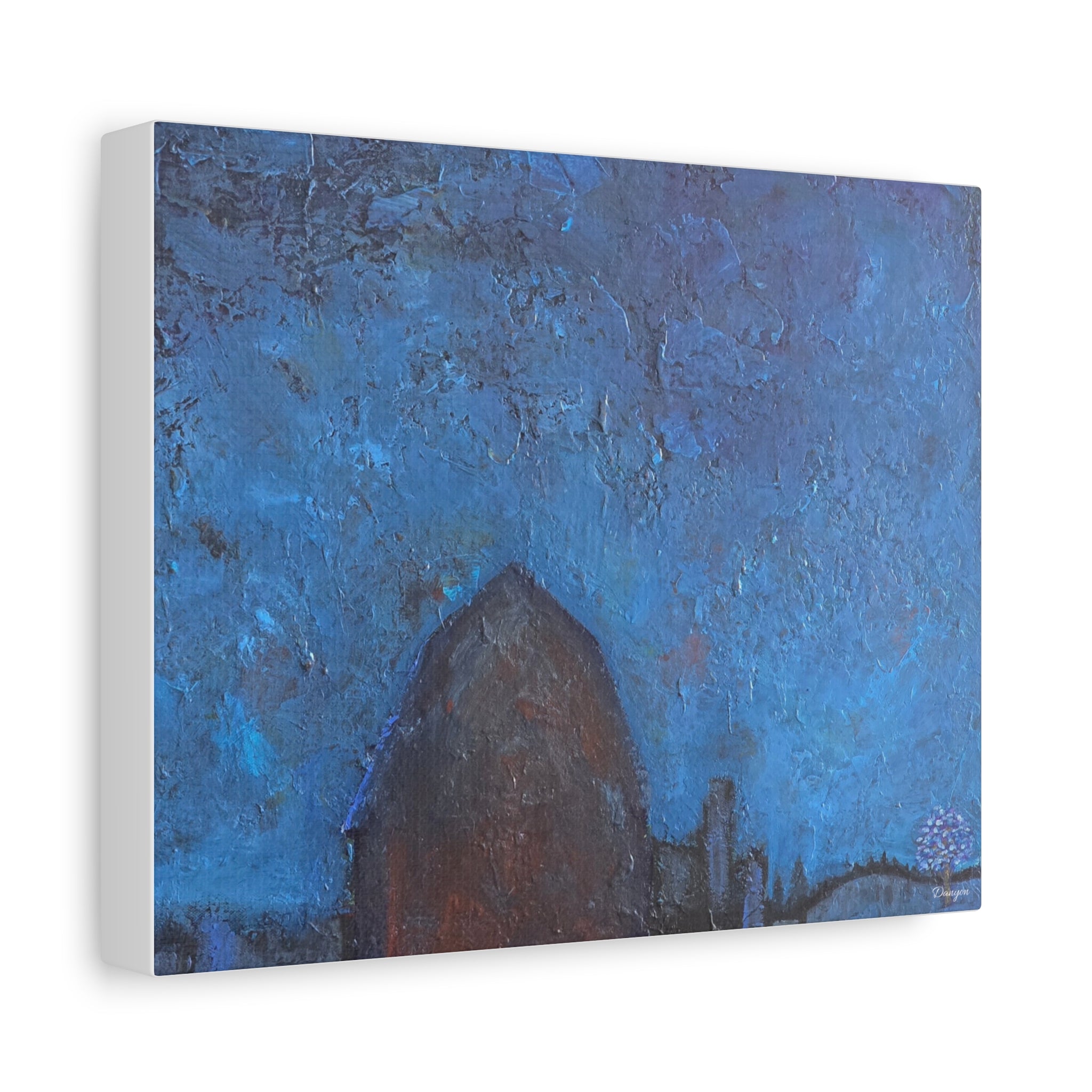 Blue Night Abstract Matte Canvas Wall Art — Stretched 1.25"