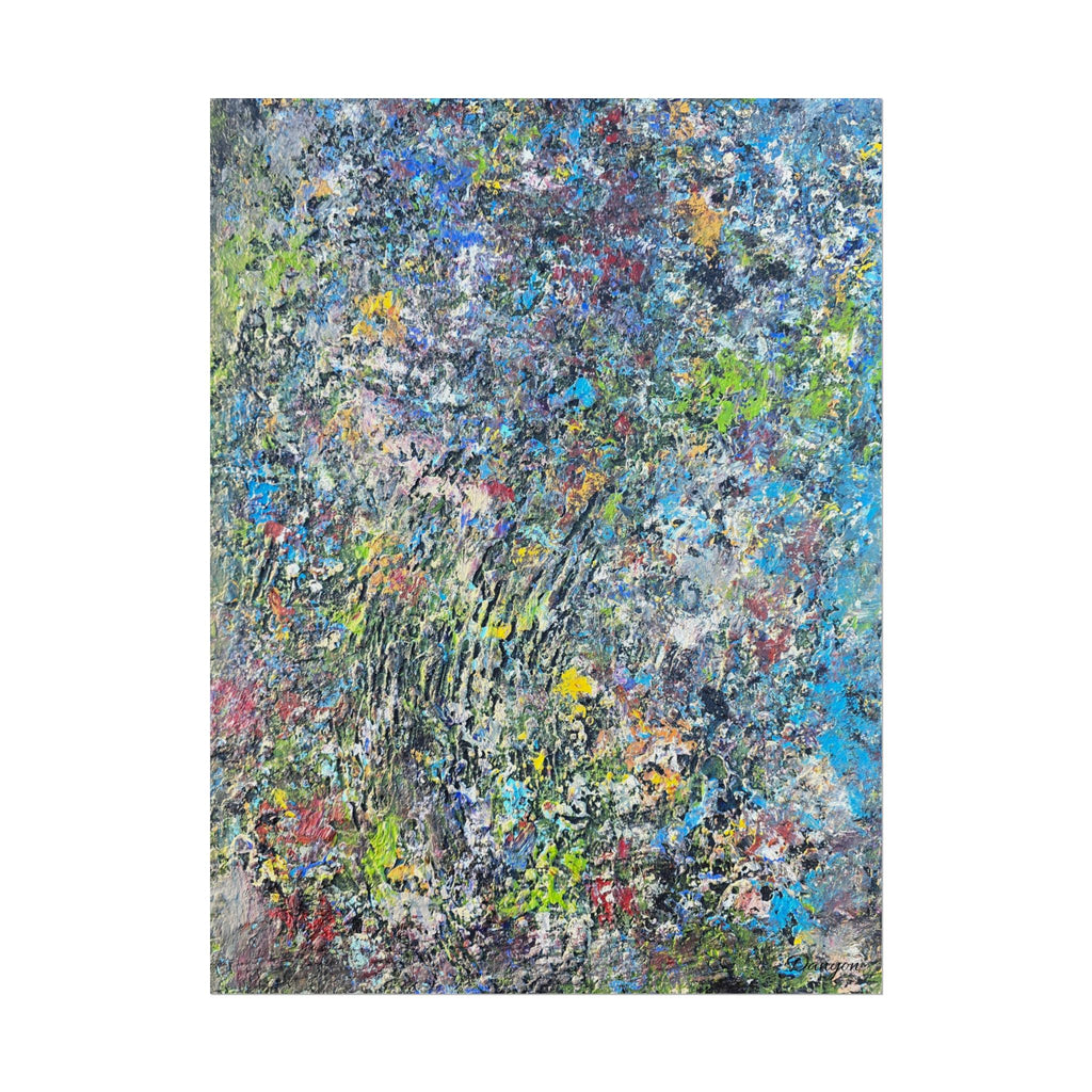 Abstract Textured Art Poster — Colorful Splatter & Impasto Wall Print