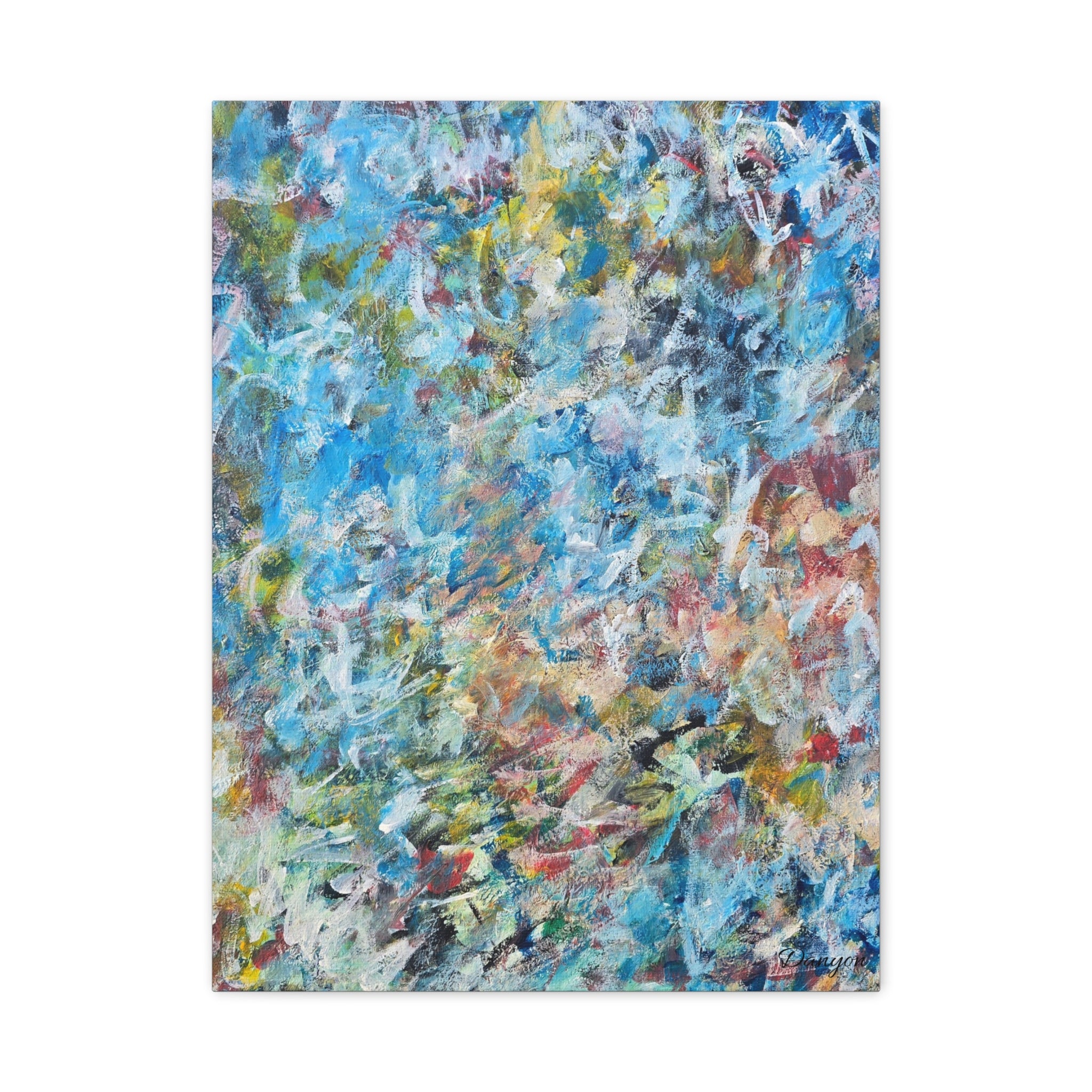 Abstract Blue Chaos Matte Stretched Canvas (1.25")