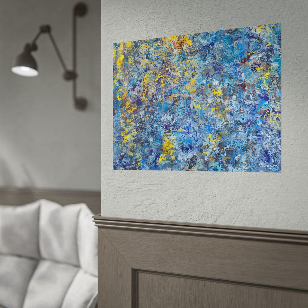 Abstract Blue & Yellow Rolled Poster