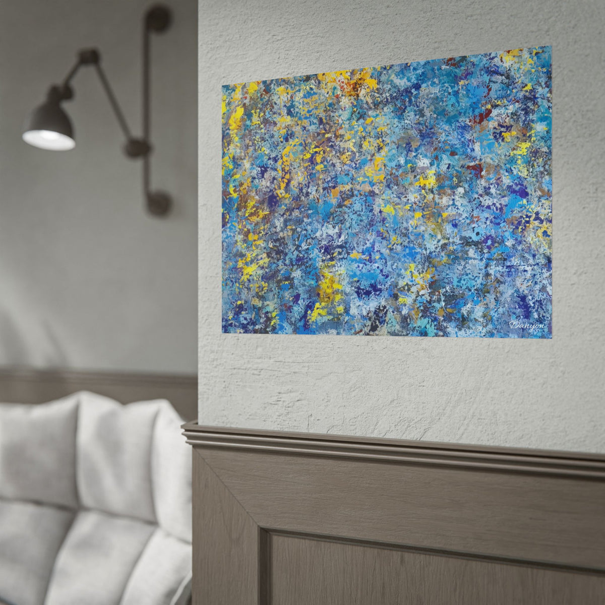 Abstract Blue & Yellow Rolled Poster