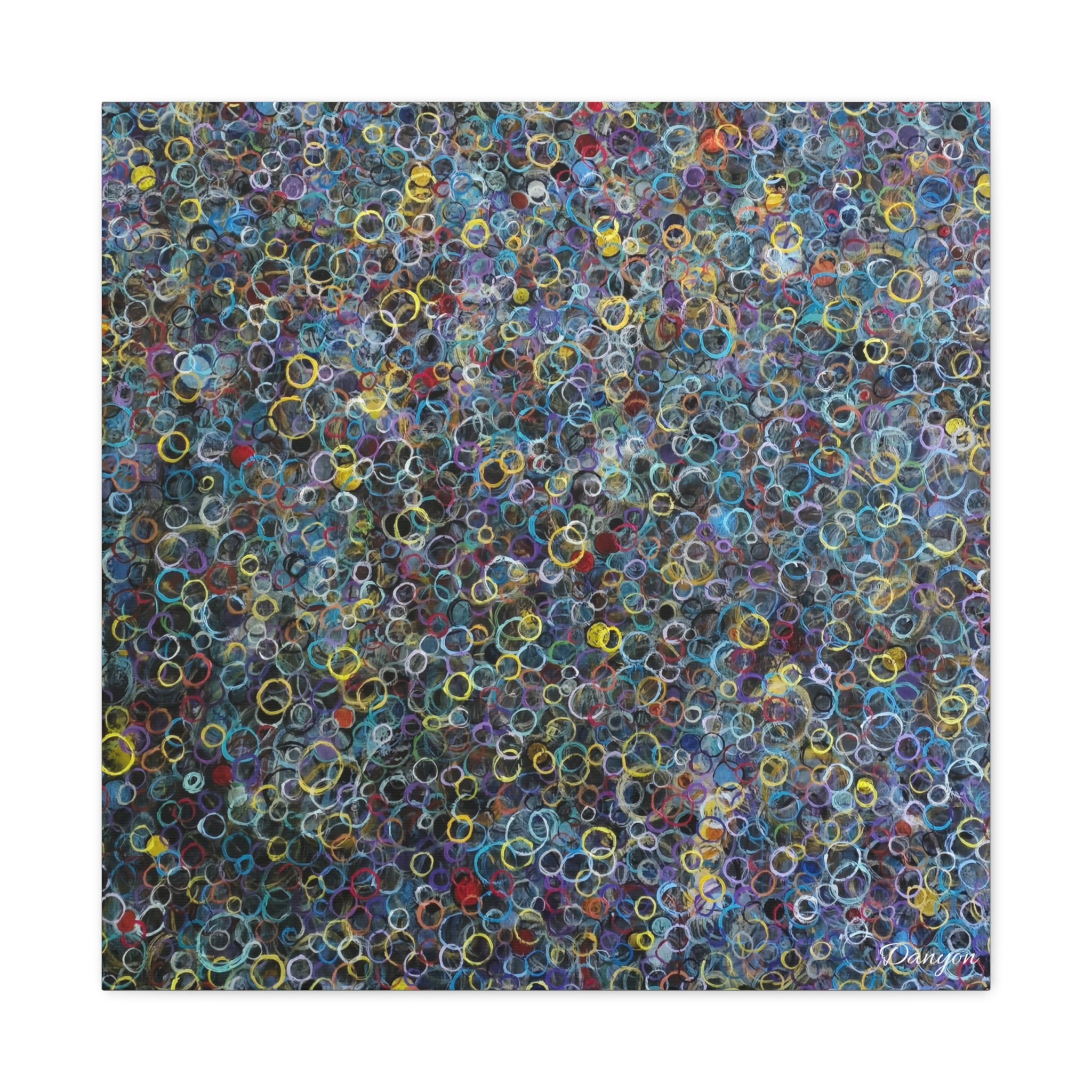 Abstract Bubble Pattern Matte Canvas Print — Colorful Ringed Texture Wall Art