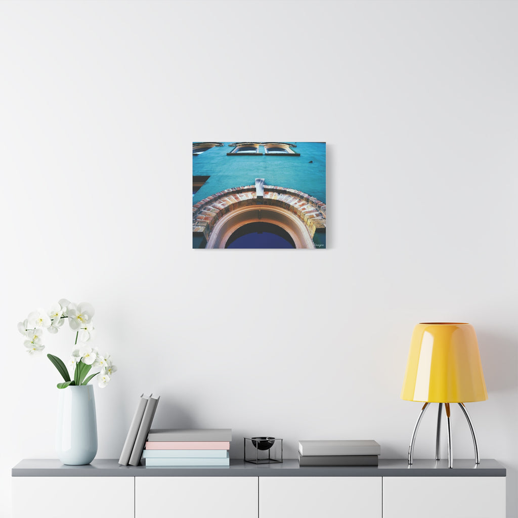 Teal Facade Arch Matte Canvas Print