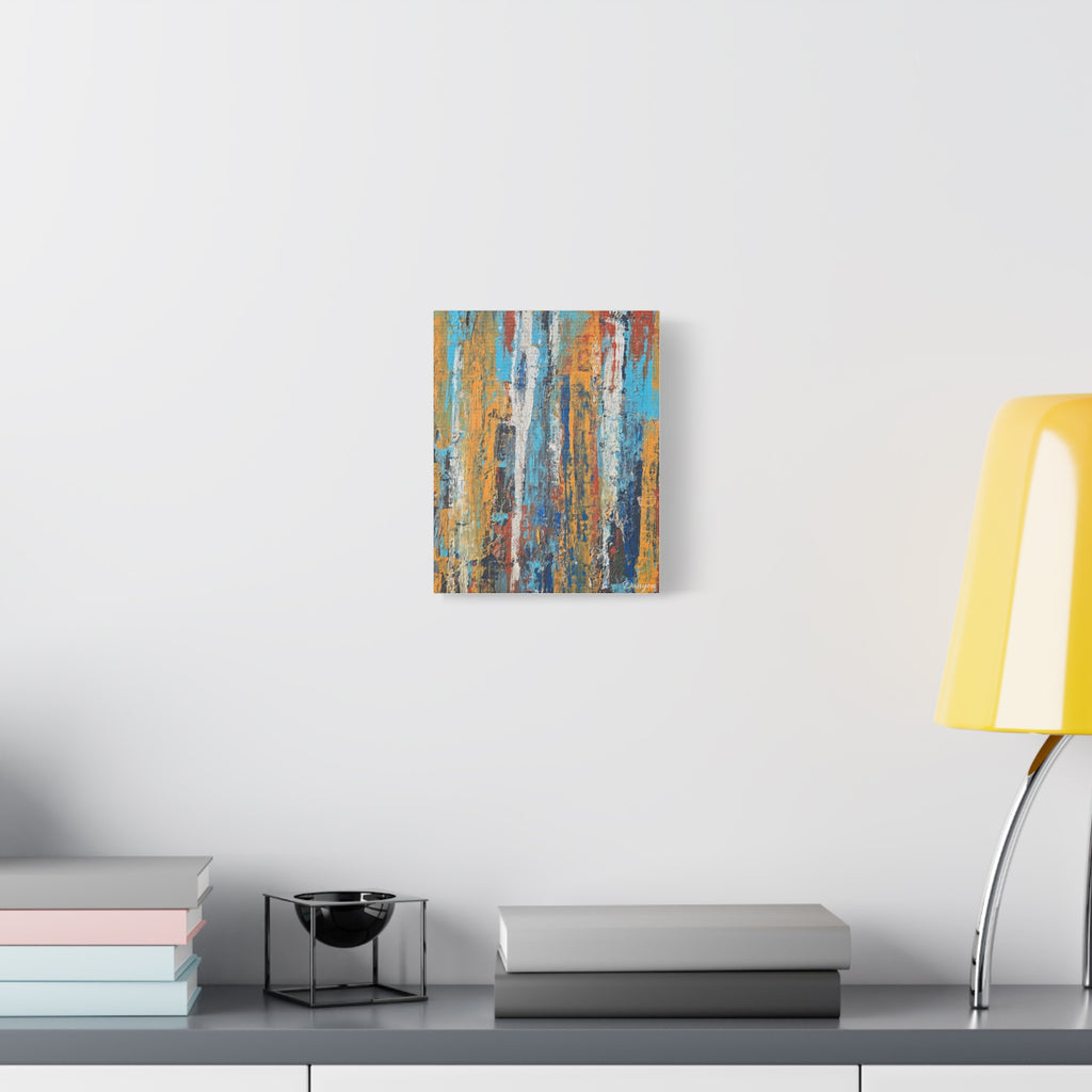 Abstract Urban Texture Matte Canvas Print — Colorful Vertical Brushstroke Wall Art