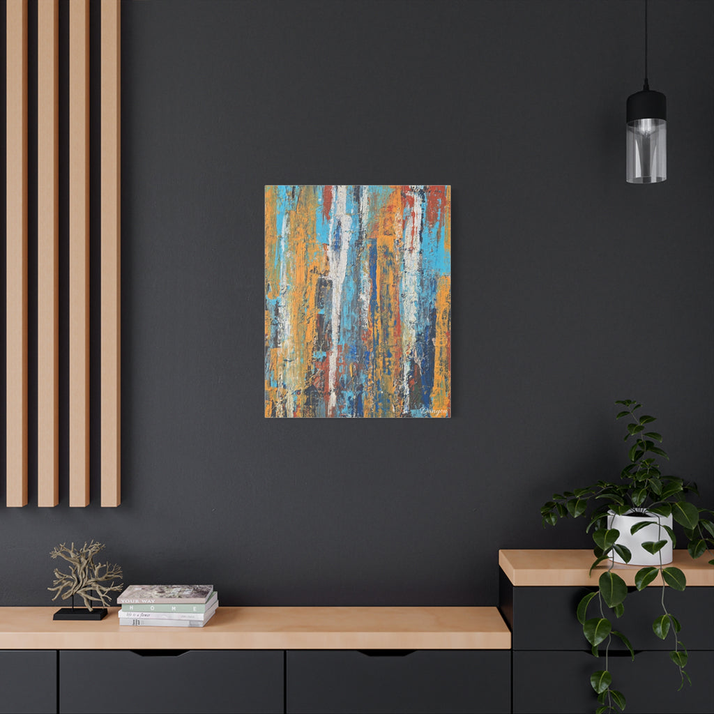 Abstract Urban Texture Matte Canvas Print — Colorful Vertical Brushstroke Wall Art